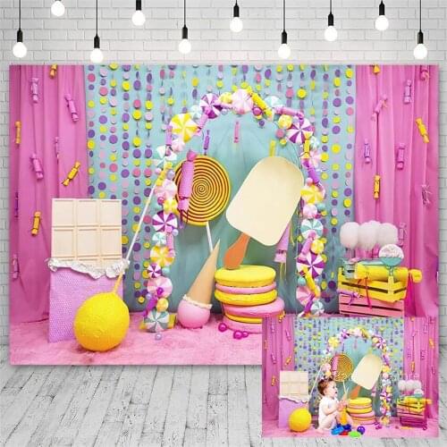 Birthday Backdrops Cake Smash Baby Shower Candy Ice Cream Newborn Photography Backgrounds Photo Studio Photozone Photocall Decor