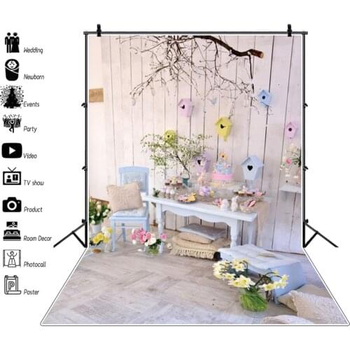 Yeele Srping Patio Scenery Easter Flower Eggs Wood Board Room Decor Background Photography Backdrop Photocall For Photo Studio