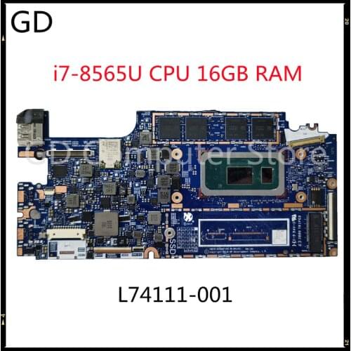 GD Original For HP Elite Dragonfly HSN-I32C Laptop Motherboard 6050A3074401 L74111-001 With i7-8565U CPU 16GB RAM Full Tested