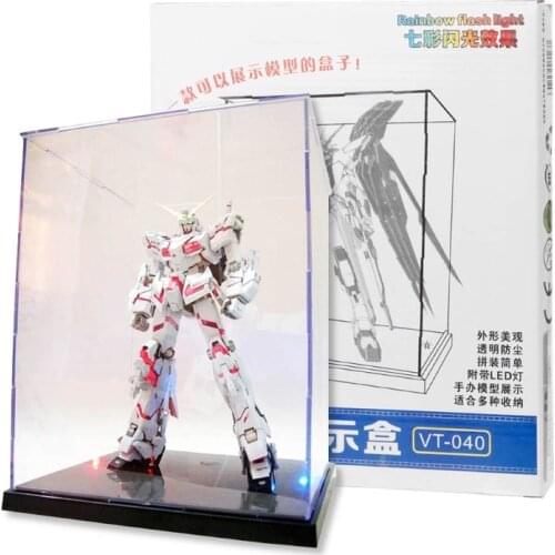 HBB Clear Acrylic Display Box With Colorful Light Dustproof Action Figure Showcase Drop ship