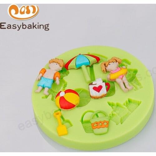 Cake Decorating Tools Beach Series Boys&Girls Ball Sunshade Silicone Chocolates Ice Cube Mold