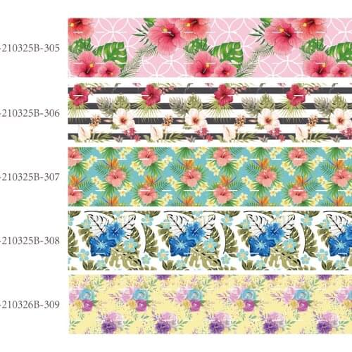 100% polyester 22mm 25mm 38mm floral ribbon