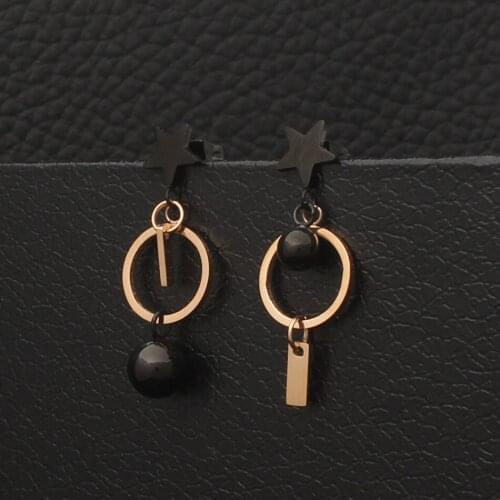 Fashion Simple Stainless Steel Jewelry Rose Gold Color Asymmetry Earrings Joker For Woman And Girl Elegant Personality EFCZCEBE