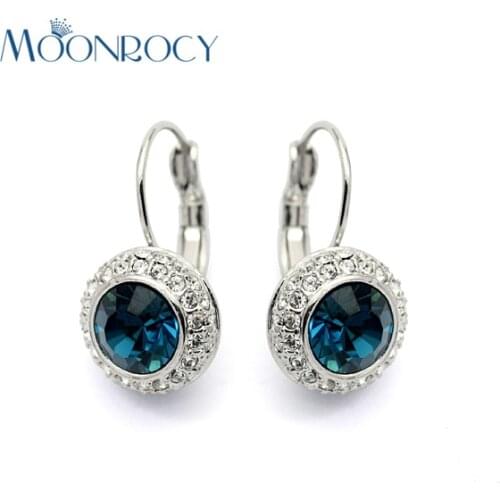 MOONROCY Free Shipping Fashion Earrings Jewelry Wholesale Austrian Crystal Zirconia Earrings Wedding For Women Gift