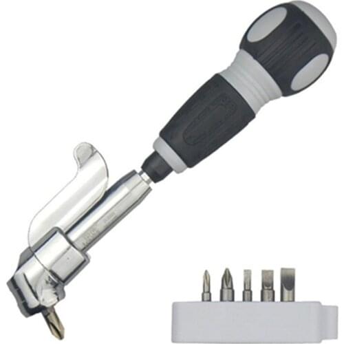 7pcs Multifunctional Screwdriver Set with 6 Bits Adjusable Bend Batch Heads Magnetic Metric Labor-saving for Small Corners Gaps