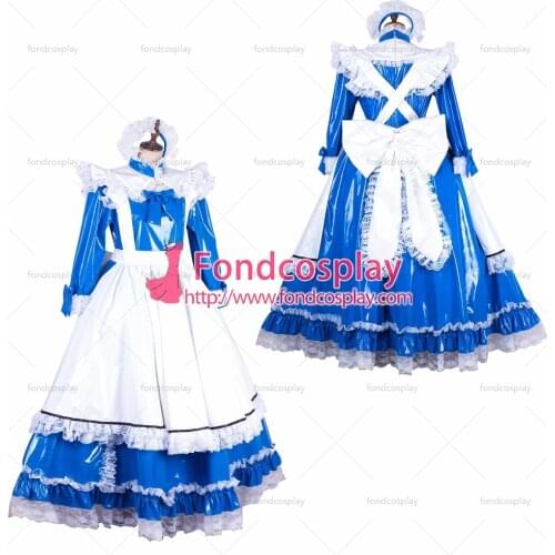 Lockable Sissy maid PVC dress long vinyl Uniform cosplay costume Tailor-made[G1996]