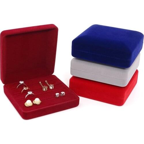 Newest Velvet Ring Organizer Case Wedding Shop Bride Jewelry Display Packaging Box Tray Holder Storage Box