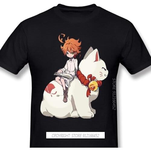 Anime The Promised Neverland Manga 2021 Popular New Arrival T-Shirts Emma Cat OVersize Cotton For Men
