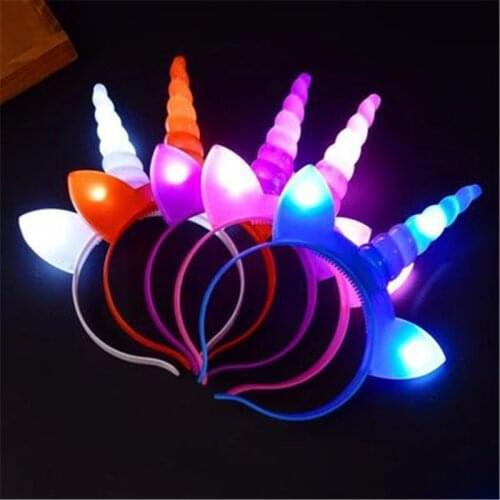 1pc LED Unicorn Headband Unicorn Horn Hairband DIY Kids Birthday Party Decorations Baby Girl Headbands Growing Party Supplies