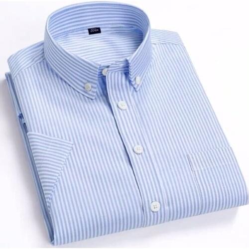 Pure Cotton Mens Shirts Short Sleeve Oxford Solid Simple Comfortable Fashion Shirt Mens Dress Shirts Summer Slim Fit Shirt Men