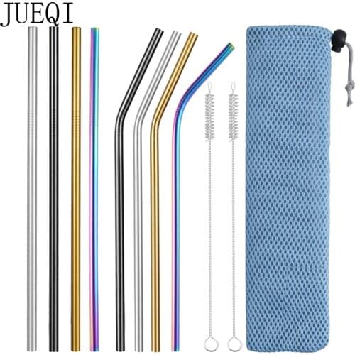 2/4/8Pcs Reusable Drinking Straw High Quality 304 Stainless Steel Metal Straw with Cleaner Brush For Mugs 20/30oz