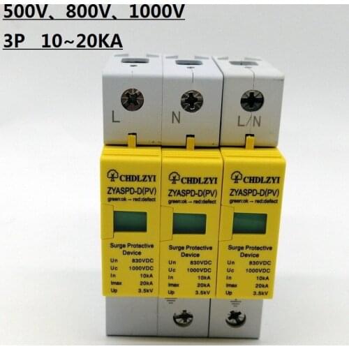 SPD 500V 800V 1000V 3 P 10 ~ 20KA Surge Schutz Gerät Ableiter Niedrigen Spannung Haus 3 pole Surge Protector blitzschutz