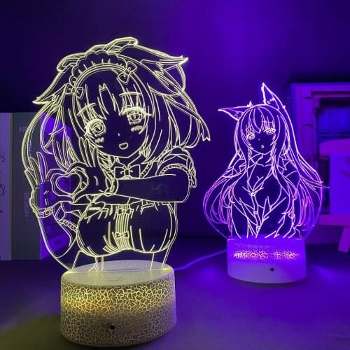 Anime Nekopara Led Night Light for Bedroom Decor Gift Nightlight Manga Waifu Table 3d Lamp Nekopara