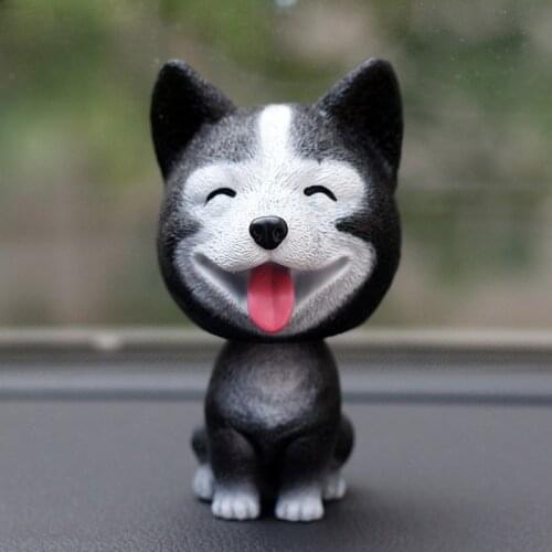 Car Ornament Nodding Dog Funny Huskie Shaking Head Toys Bobblehead Puppy Auto Accessory Interior Decor Car Dashboard Toys Gifts