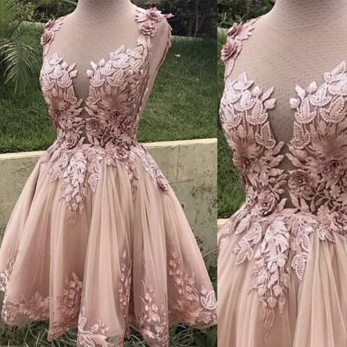 Gorgeous Blush Sweetheart Lace Top Short Mini Length Prom Dress Homecoming Dresses For Girls