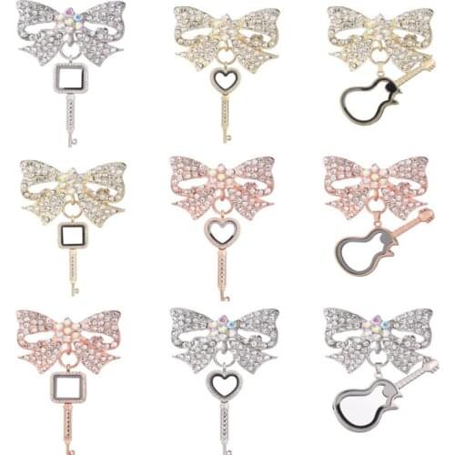 10PCS Vintage Guitar And Key Shaped Floating Pendant Bow Brooch Fitting Diffuser Perfume Pearl Wome Gift Jewelry
