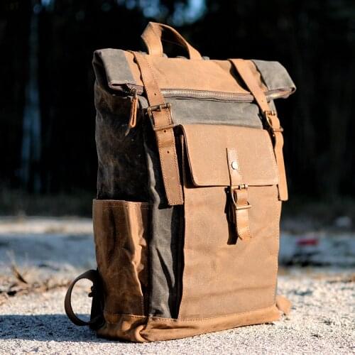 VZVA Vintage Canvas Backpack For Mens Hiking Camping Bags Travel Backpack Large Capacity Rucksack Bags