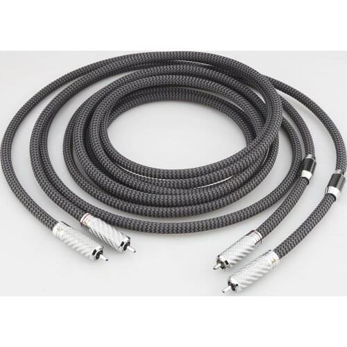 High Quality Pair Audiocrast Silver Plated Analogue RCA Interconnect Cable HIFI Audio Extension HIFI RCA to RCA Phono Cable