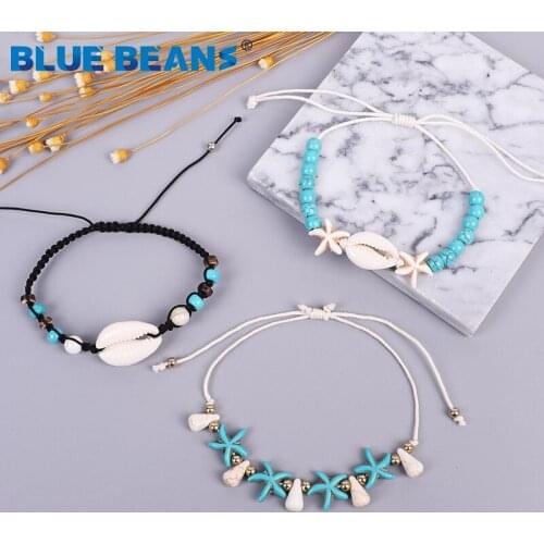Bohemian Starfish Star Conch Shell Bracelets For Women Fashion Geometric Beads Bracelet Cuff Bangles beach Jewelry Accessories