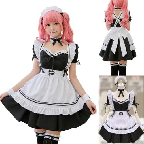 Women Lovely Maid Cosplay Costume Short Sleeve Retro Maid Lolita Dress Cute Japanese French Outfit Cosplay Costume Plus Size 3XL