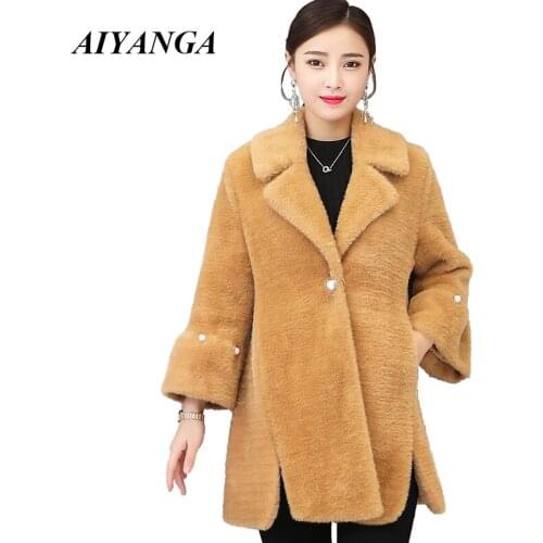 Autumn Winter Beaded Faux Fur Teddy Coat Women 2018 High Street Plus Size Female Jackets And Coats Ladies Faux Mink Fur Coat