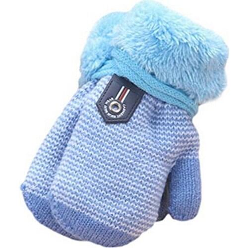 Winter Warm Baby Gloves Hot Full Fingers Infant Girls Boys Thicken Knitting Mittens Rope Connection Kids Gloves Dropshipping