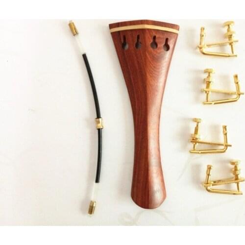 1 sets Red sandalwood 4/4 violin tailpiece golden fine tunres Violin Accessories