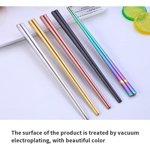 1Pair Stainless Steel Non-Slip Chopsticks Metal Chopsticks Silver Multicolor Wedding Party Festival Supplies Tableware