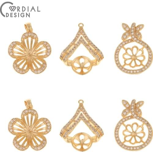 Cordial Design 10Pcs Jewelry Accessories/CZ Charms/Hand Made/Blank Tray/DIY Making/Genuine Gold Plating/Earring Findings/Pendant