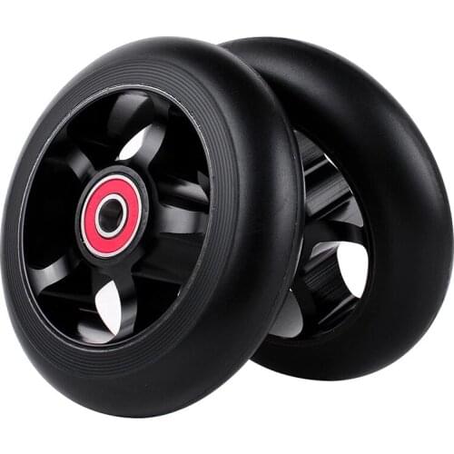 2Pcs 100mm Scooter Replacement Wheels with Bearings Aluminum Wear-Resistant PU Scooter Parts Scooter Accessories