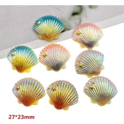 20pcs/lot DIY resin ab color shell for kids hair clothes accessories resin cabochons resin charms