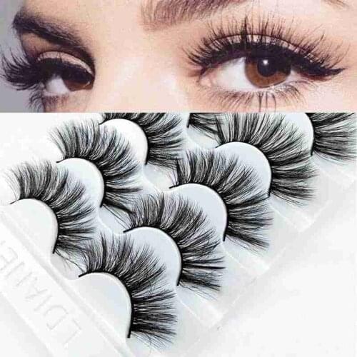 5 Pairs 6D Mink Lashes Natural False Eyelashes Dramatic Volume Fake Lashes Makeup Eyelash Extension Silk Eyelashes Cosmetics