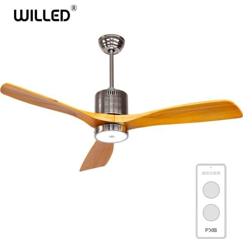 52 inch Antique ceiling fan light with remote control minimalism modern fan style LED lamp solid 3 wooden blades 52inch