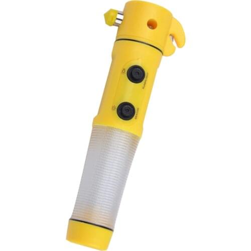 4 in 1 Car Emergency Mini Safety Hammer LED Torch Warning Flashlight Safety Belt Cutter Multifunction Escape Tool