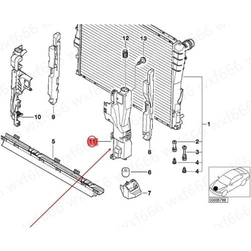 Car Water tank bracket Suitable for E46b mwE83 X3 318I 320I 320I 330I Water tank side bracket Water tank frame Water tank holder