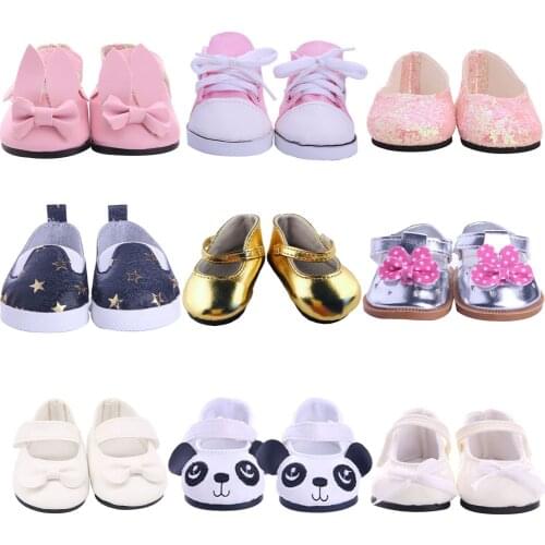 Doll Shoes 15 Styles Canvas Casual Cute Animals Shoes For 18 Inch American Doll For Generation Girl`s Toy Doll Accessories
