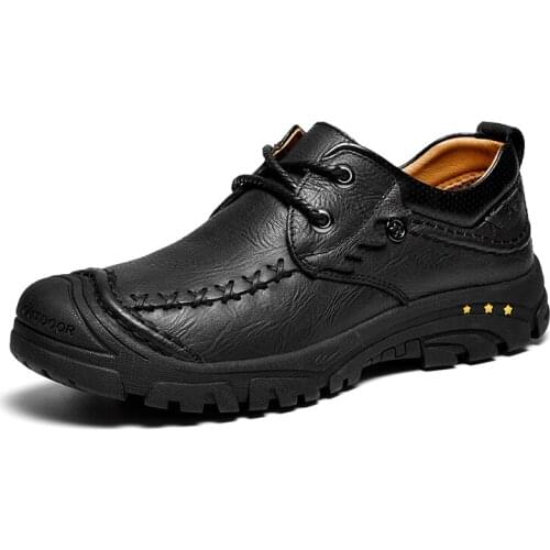 Genuine Leather Boot Men Retro Casual Warm Shoes Classic Winter Mens Boots Fashion Sewing Leisure Trekking Shoe