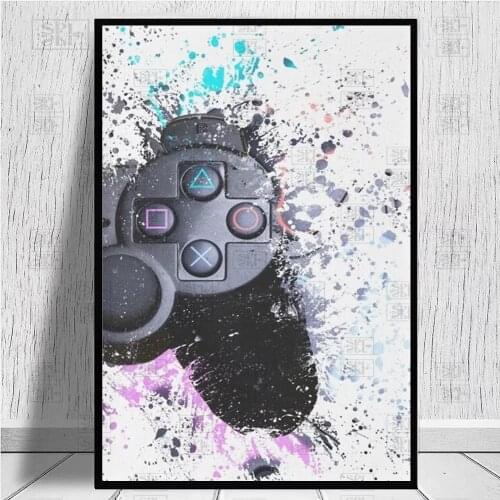 Kids Room Decor Ps Gaming Controller Canvas Art Paintings Abstract Game Video Posters Wall Art Print Pictures for Living Room