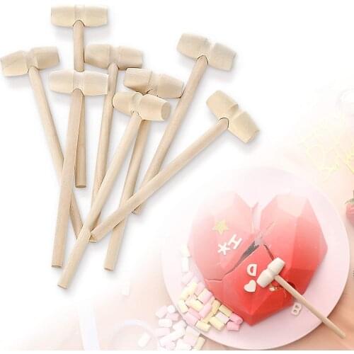 10pcs Wooden Hammer Mini Mallet Carving Tool DIY Woodwork craft for chocolate crushing heart-shaped hammer Kids Toys Funny 2021