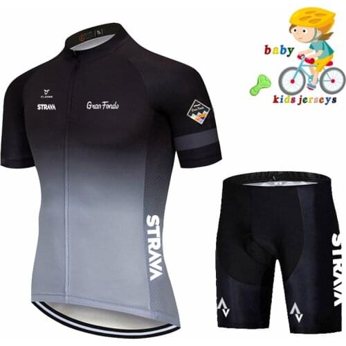 2021 Summer STRAVA MTB Kid Cycling Jersey Short Set Sleeve Bicycle Children Cycling Clothing Wear Cycling Clothes