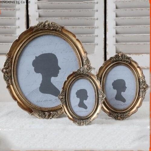 European Style Retro Photo Frame Set Up Creative Photo Wall Oval Wall Can Be Hung on The Wall Home Decoration Accessories