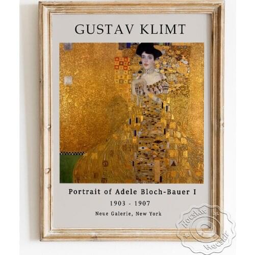 Gustav Klimt Exhibition Museum Prints Poster, Portrait Of Adele Bloch-Bauer I Canvas Painting, Expressionism Gallery Wall Decor