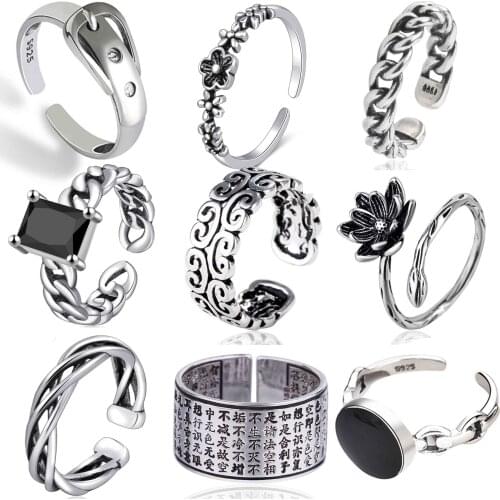 Women Ring Adjustable goth Cute Wholesale 2021 korean Fashion Unusual Simple Silver Color Opening couple Rings men punk jewelry