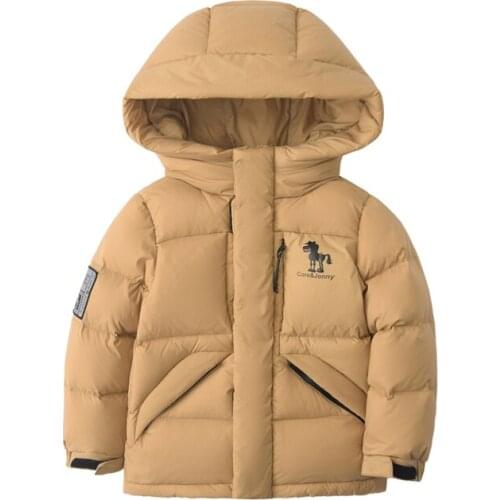 2021 new boys' down jacket thickened childrens warm winter girls leisure middle-aged childrens white duck down hooded jacket