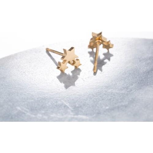 Jisensp Simple Design Stainless Steel Earrings Little Stars Stud Earrings for Women Girls Fashion Jewelry Gift pendientes hombre