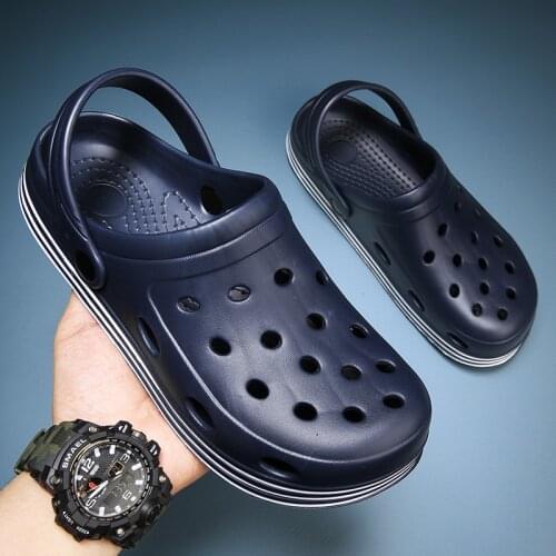 Fashionable Mens Sports Slippers 2021 Summer Men Sandals EVA Clogs Hollow Slippers Non-slip Mules Male Soft Garden Shoes Home