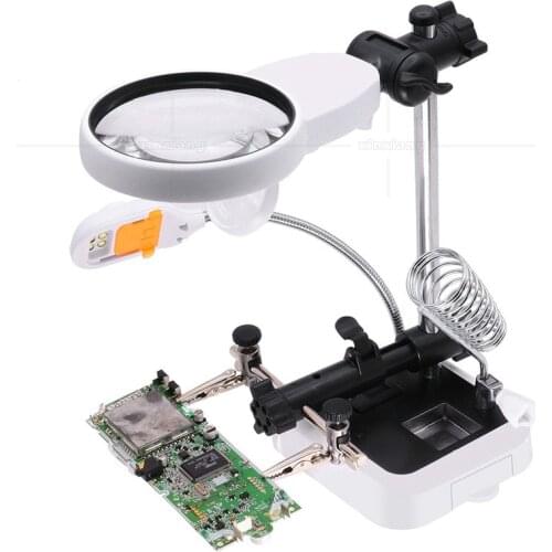 Circuit board welding mobile phone electronic instrument chip maintenance 6 LED lights auxiliary clip magnifier
