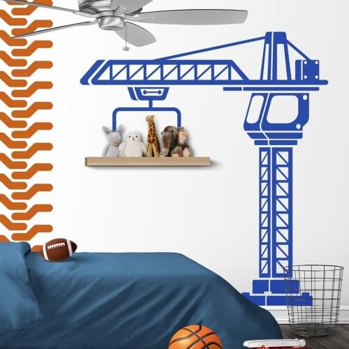 Construction Crane Wall Sticker Bedroom Decor Play Room Kids Room Construction Truck Traffic Crane Wall Decal Home Decor J216