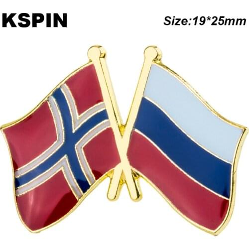 Norway Russia Friendship Flag Badge Flag Brooch National Flag Lapel Pin International Travel Pins