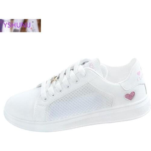 YSHUNIJ 2021 New Mesh white shoes womens summer breathable hollow shoes students Korean version of Joker casual shoes
